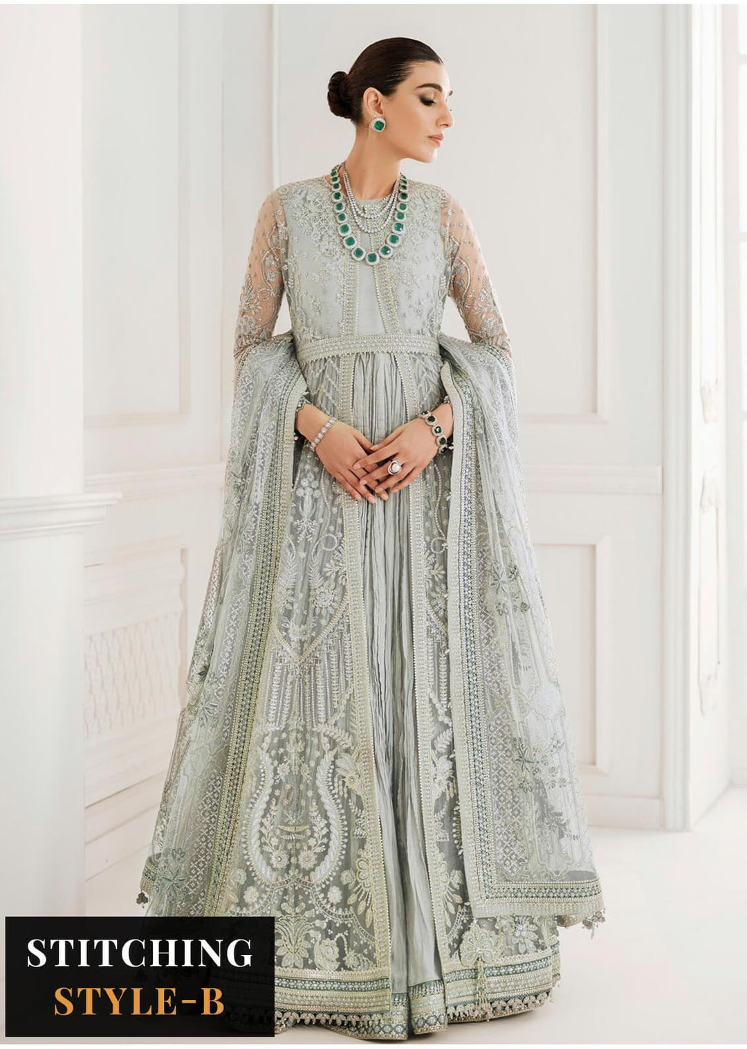 Baroque Embroidered Net Suits Unstitched 3 Piece BQU-CH10-D05 - Luxury Festive Tale