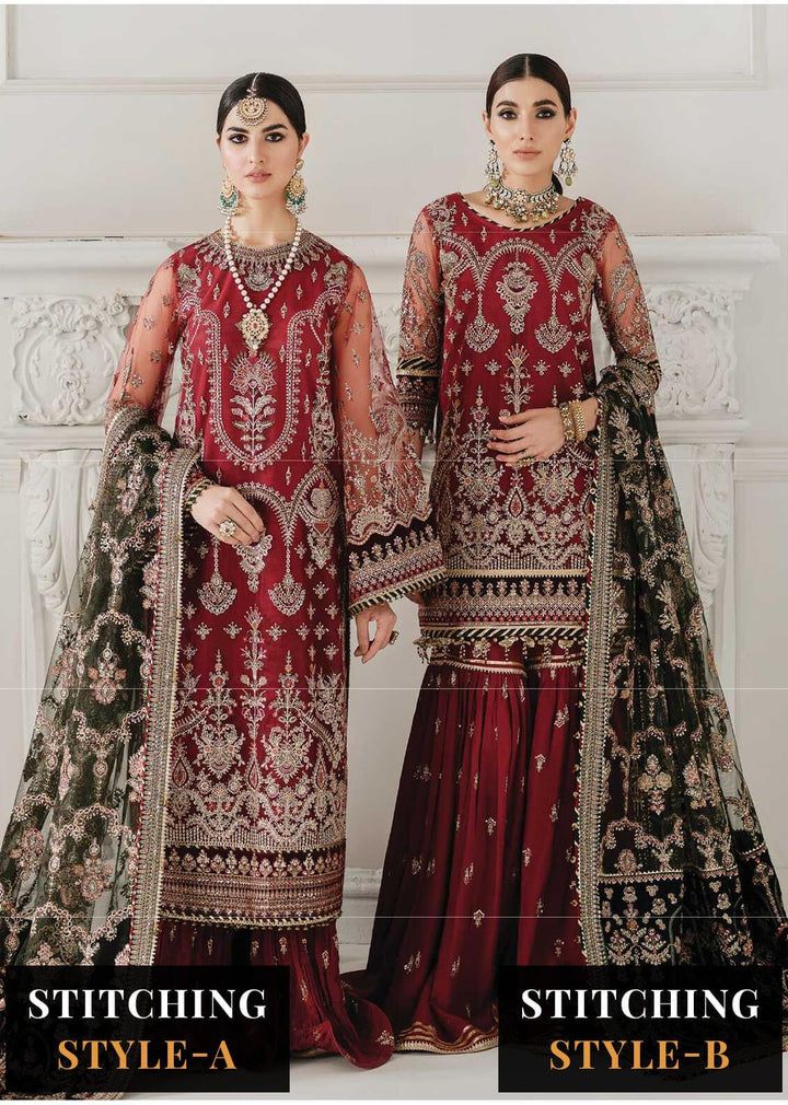 Baroque Embroidered Net Suits Unstitched 3 Piece BQU-CH10-D07 - Luxury Festive Tale