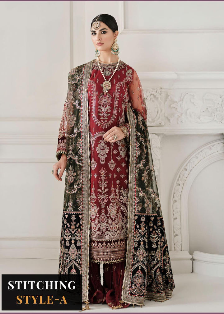 Baroque Embroidered Net Suits Unstitched 3 Piece BQU-CH10-D07 - Luxury Festive Tale