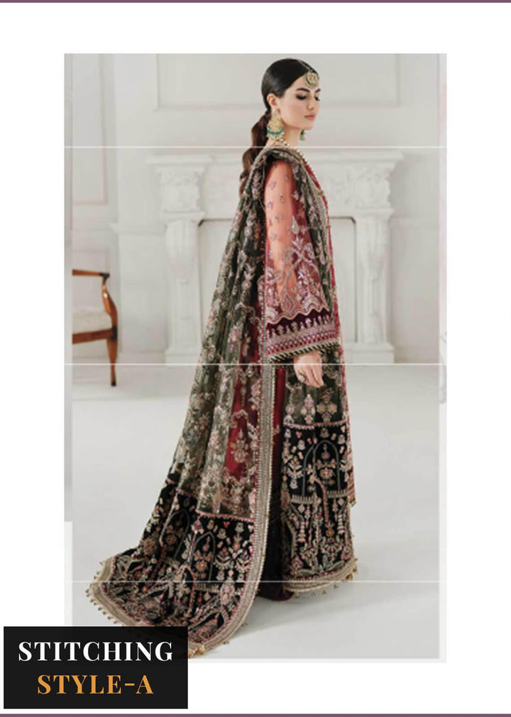 Baroque Embroidered Net Suits Unstitched 3 Piece BQU-CH10-D07 - Luxury Festive Tale