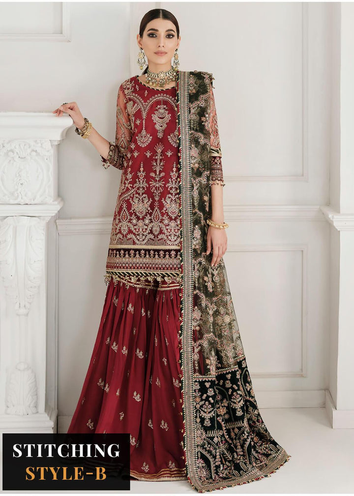 Baroque Embroidered Net Suits Unstitched 3 Piece BQU-CH10-D07 - Luxury Festive Tale
