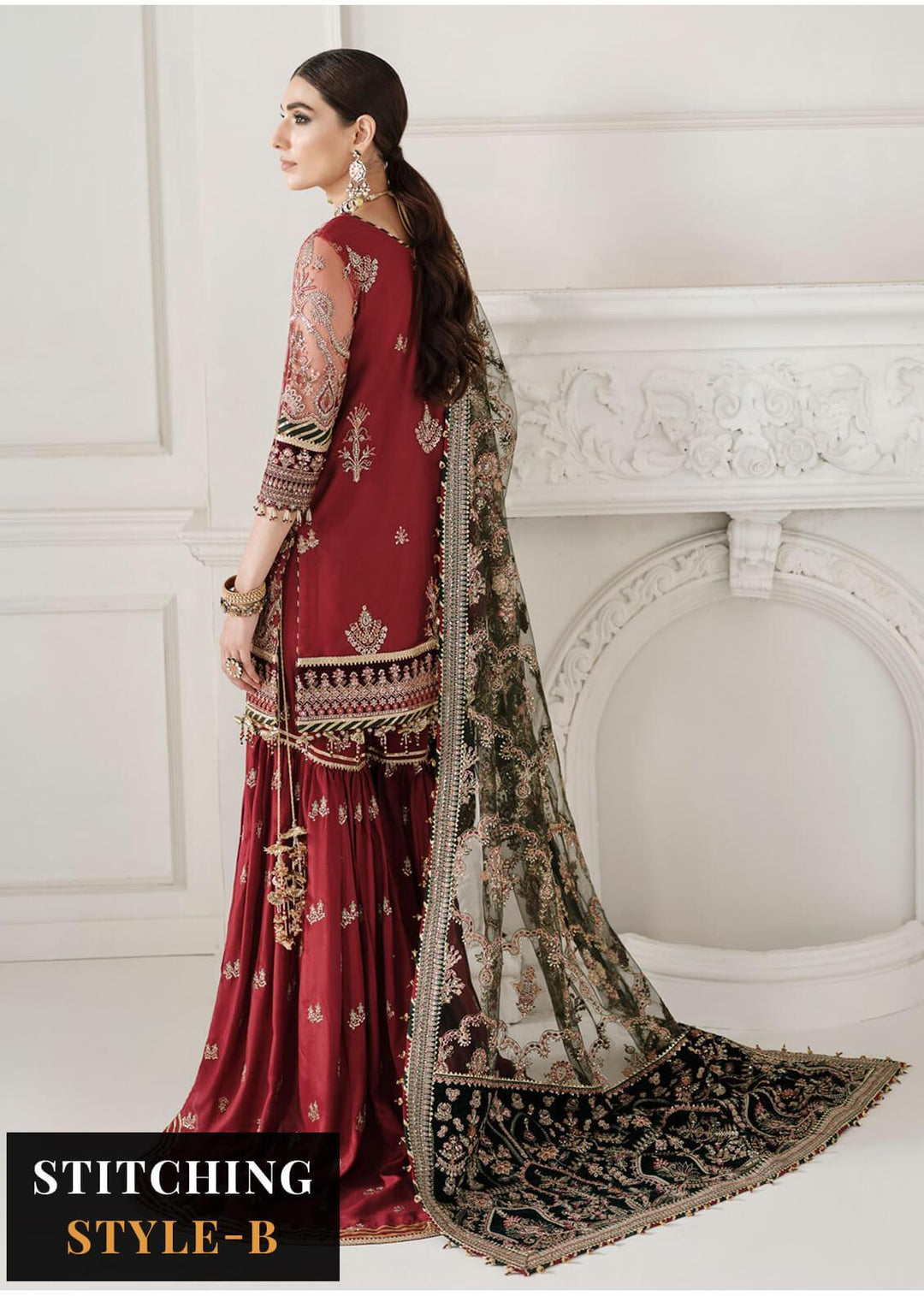 Baroque Embroidered Net Suits Unstitched 3 Piece BQU-CH10-D07 - Luxury Festive Tale