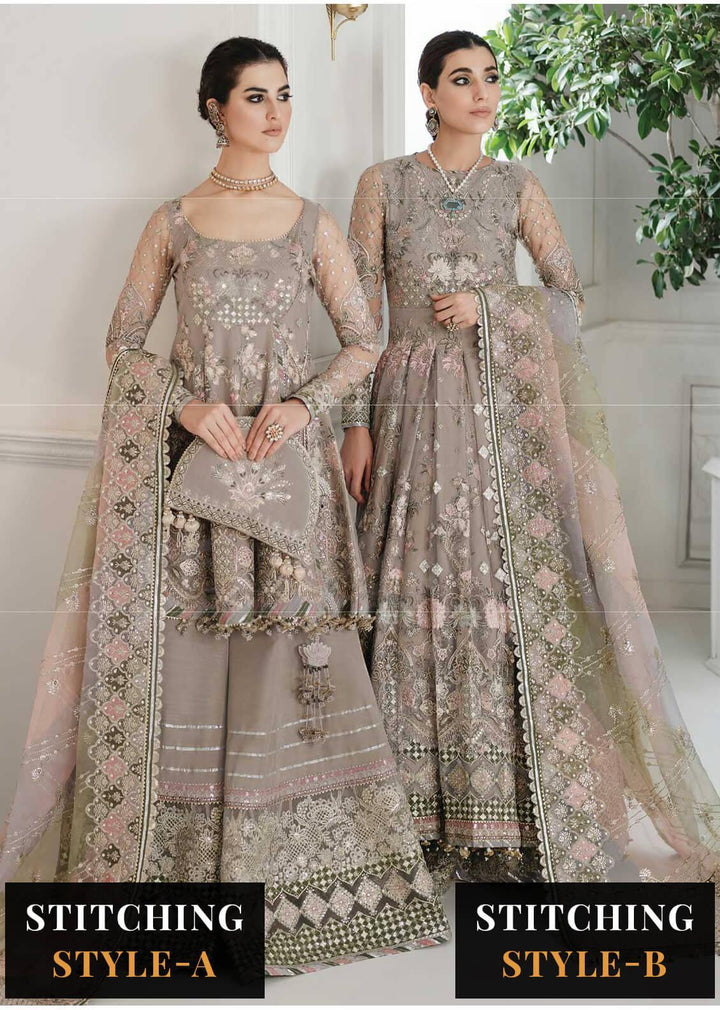 Baroque Embroidered Net Suits Unstitched 3 Piece BQU-CH10-D08 - Luxury Festive Tale