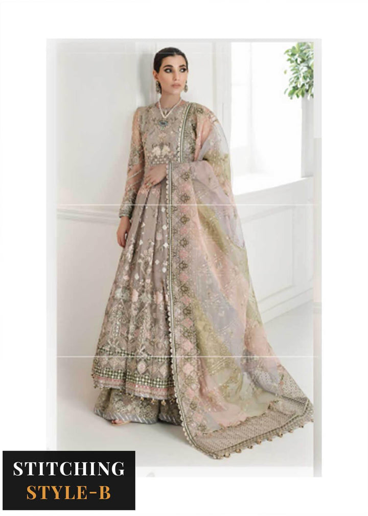 Baroque Embroidered Net Suits Unstitched 3 Piece BQU-CH10-D08 - Luxury Festive Tale