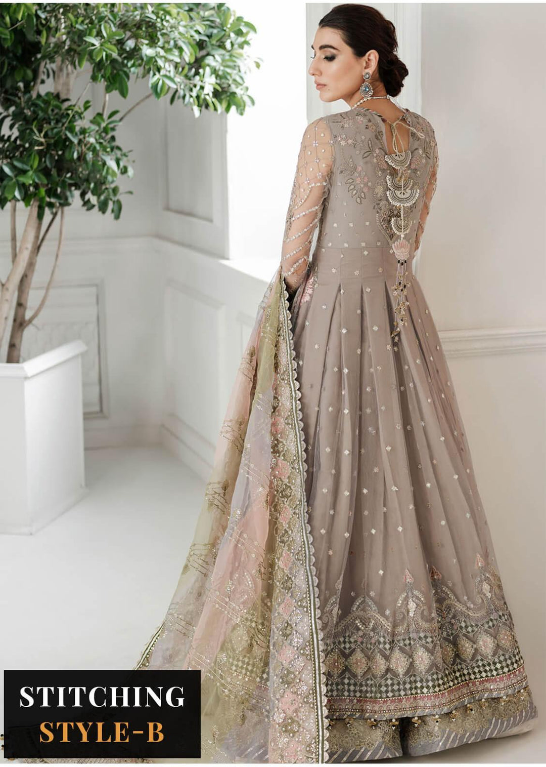 Baroque Embroidered Net Suits Unstitched 3 Piece BQU-CH10-D08 - Luxury Festive Tale