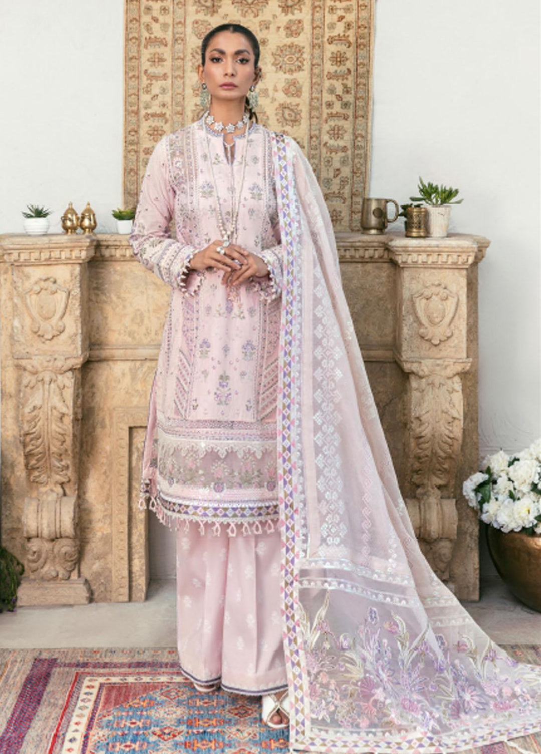 Baroque Embroidered Lawn Suit Unstitched 3 Piece BQ22E BQU-BL08-D03 - Eid Collection