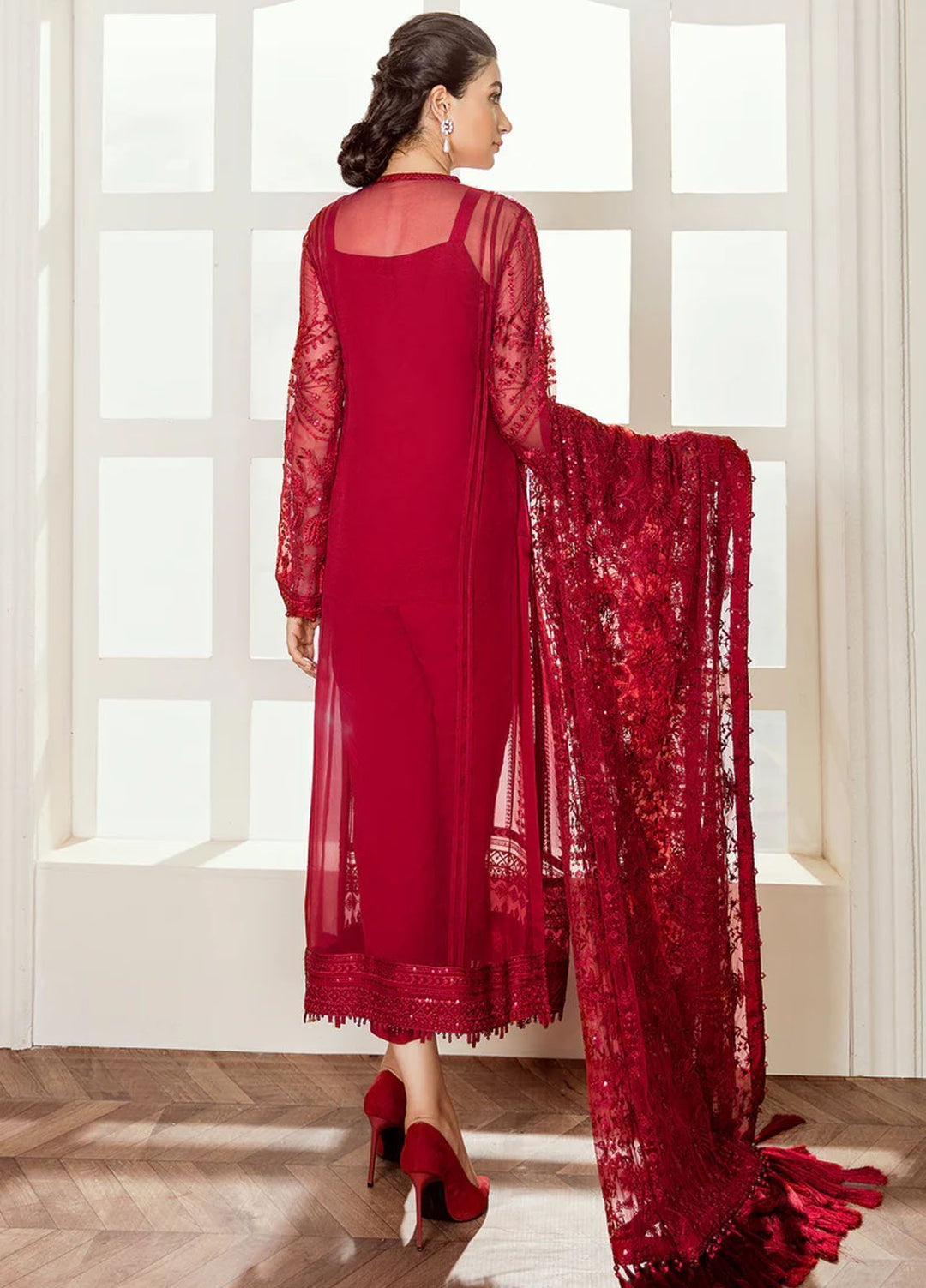 Baroque Embroidered Chiffon Suits Unstitched 3 Piece BQ25EF UF-37 - Formals Collection