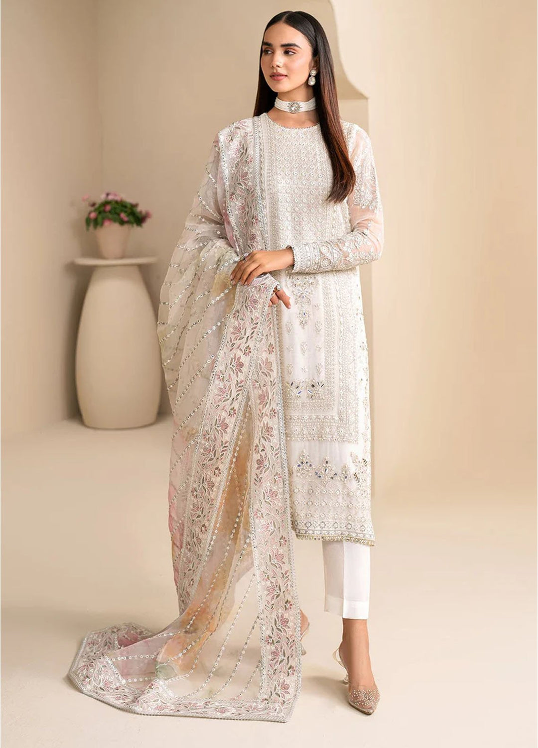Chantelle by Baroque Unstitched Embroidered Chiffon 3 Piece Suit BQ26UCF UF-623 - Festive Collection