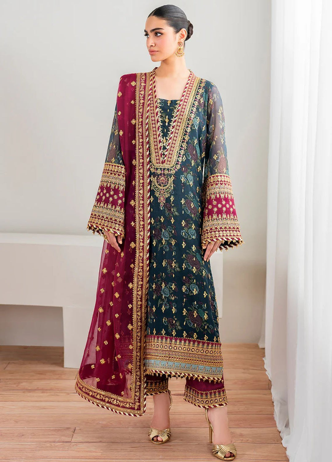 Baroque Embroidered Unstitched Chiffon 3 Piece Suits BQ25UF UF-689 - Festive Collection