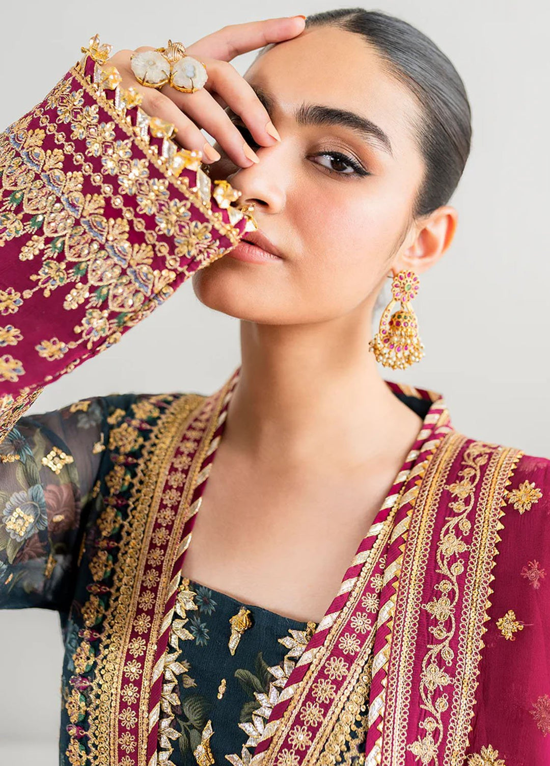 Baroque Embroidered Chiffon Suits Unstitched 3 Piece BQ25EF UF-689 - Formals Collection