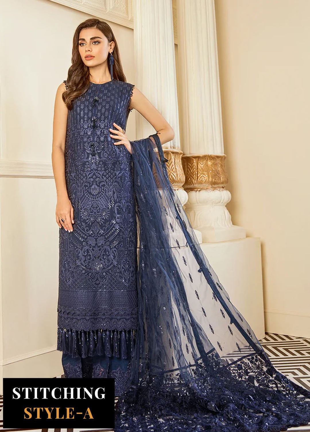 Baroque Embroidered Chiffon Suits Unstitched 3 Piece BQ25UF Delph - Formals Collection