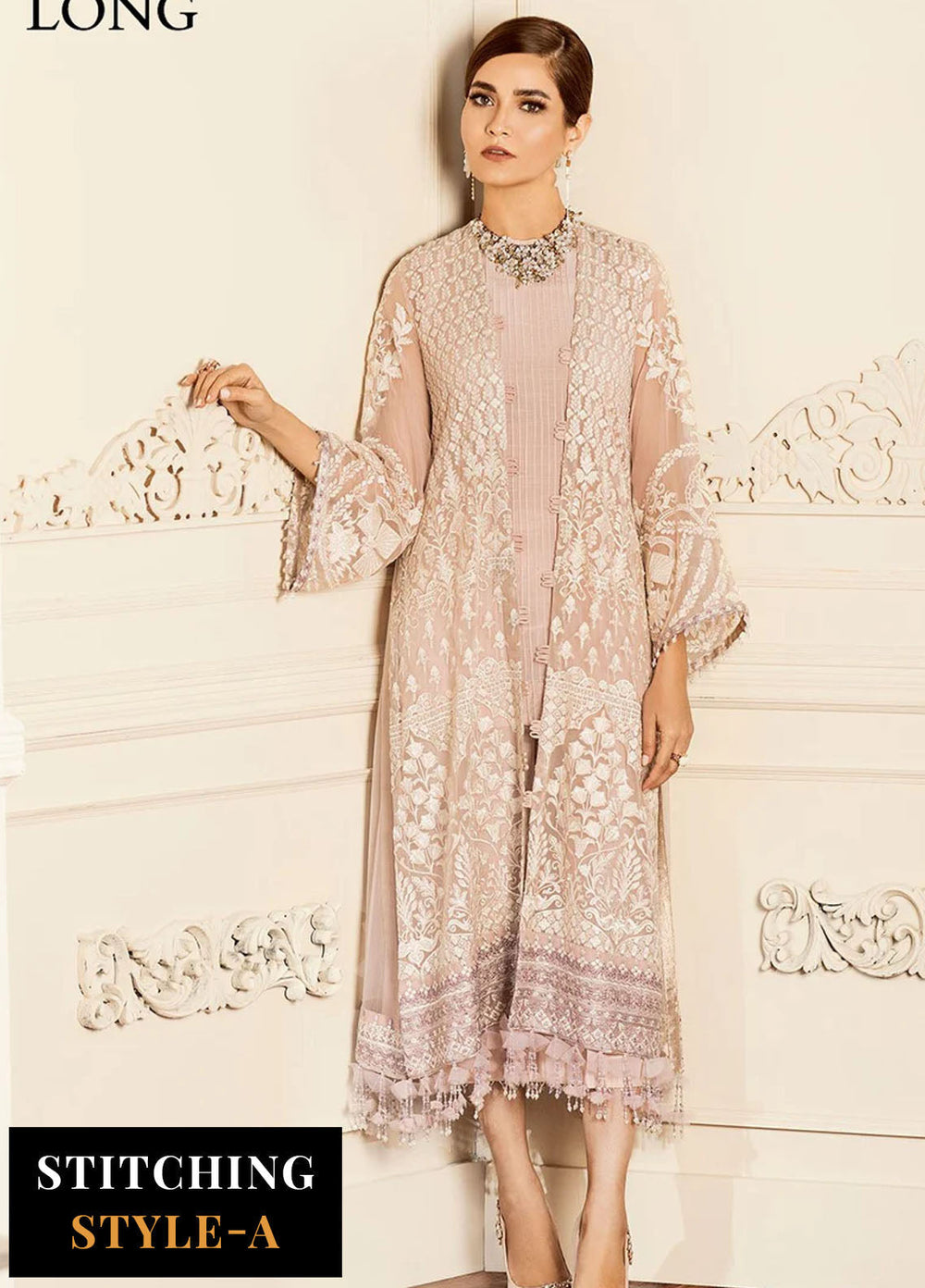 Chantelle by Baroque Unstitched Embroidered Chiffon 3 Piece Suit BQ26UCF 09-Dove - Festive Collection