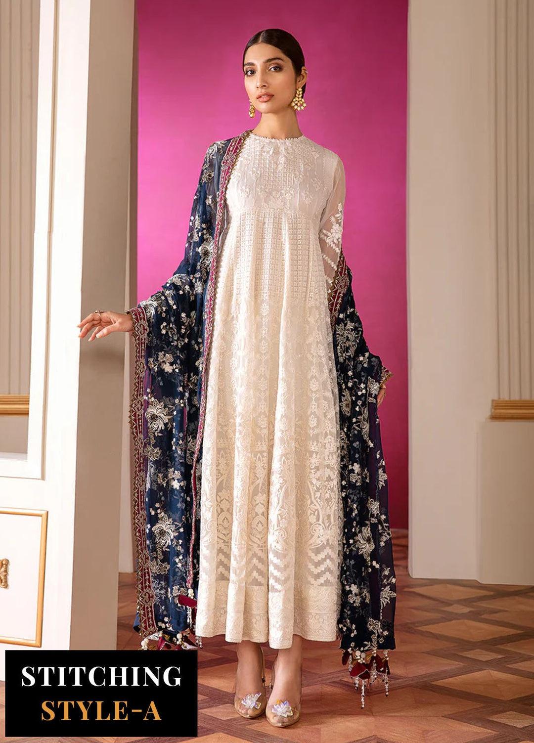 Baroque Embroidered Chiffon Suits Unstitched 3 Piece BQ25UF Glaze - Formals Collection