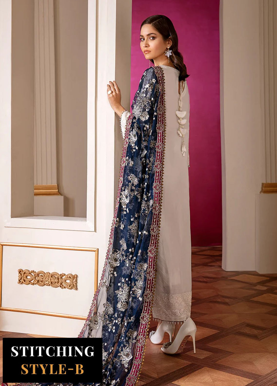 Baroque Embroidered Chiffon Suits Unstitched 3 Piece BQ25UF Glaze - Formals Collection