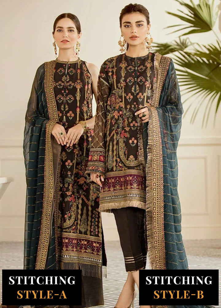 Baroque Embroidered Chiffon Suits Unstitched 3 Piece BQ25UF Pecan - Formals Collection