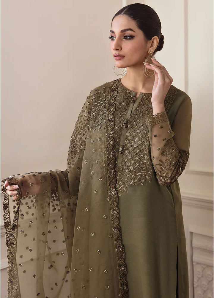 Baroque Embroidered Chiffon Suits Unstitched 3 Piece BQ25UF PR- D295 - Formals Collection