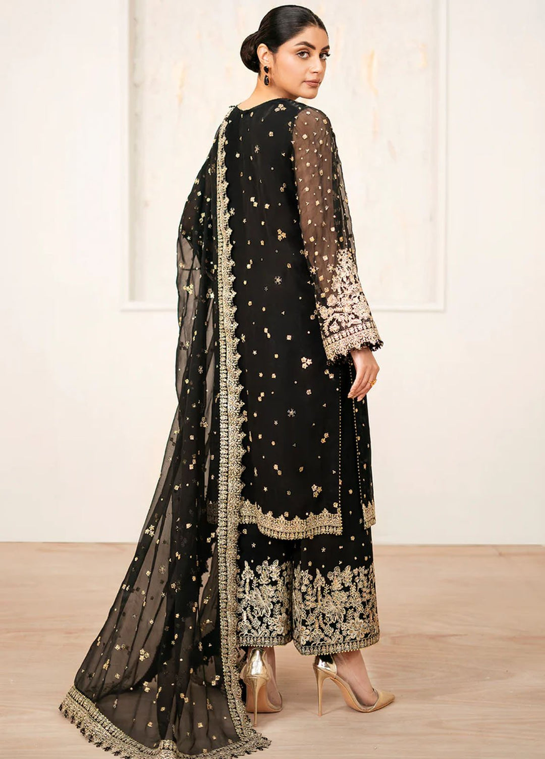 Baroque Embroidered Chiffon Suits Unstitched 3 Piece BQ25UF UF-4038 - Formals Collection