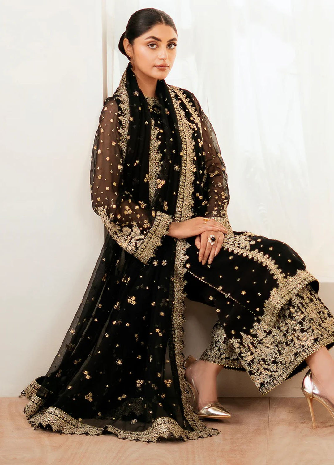 Baroque Embroidered Unstitched Chiffon 3 Piece Suits BQ25UF UF-4038 - Festive Collection