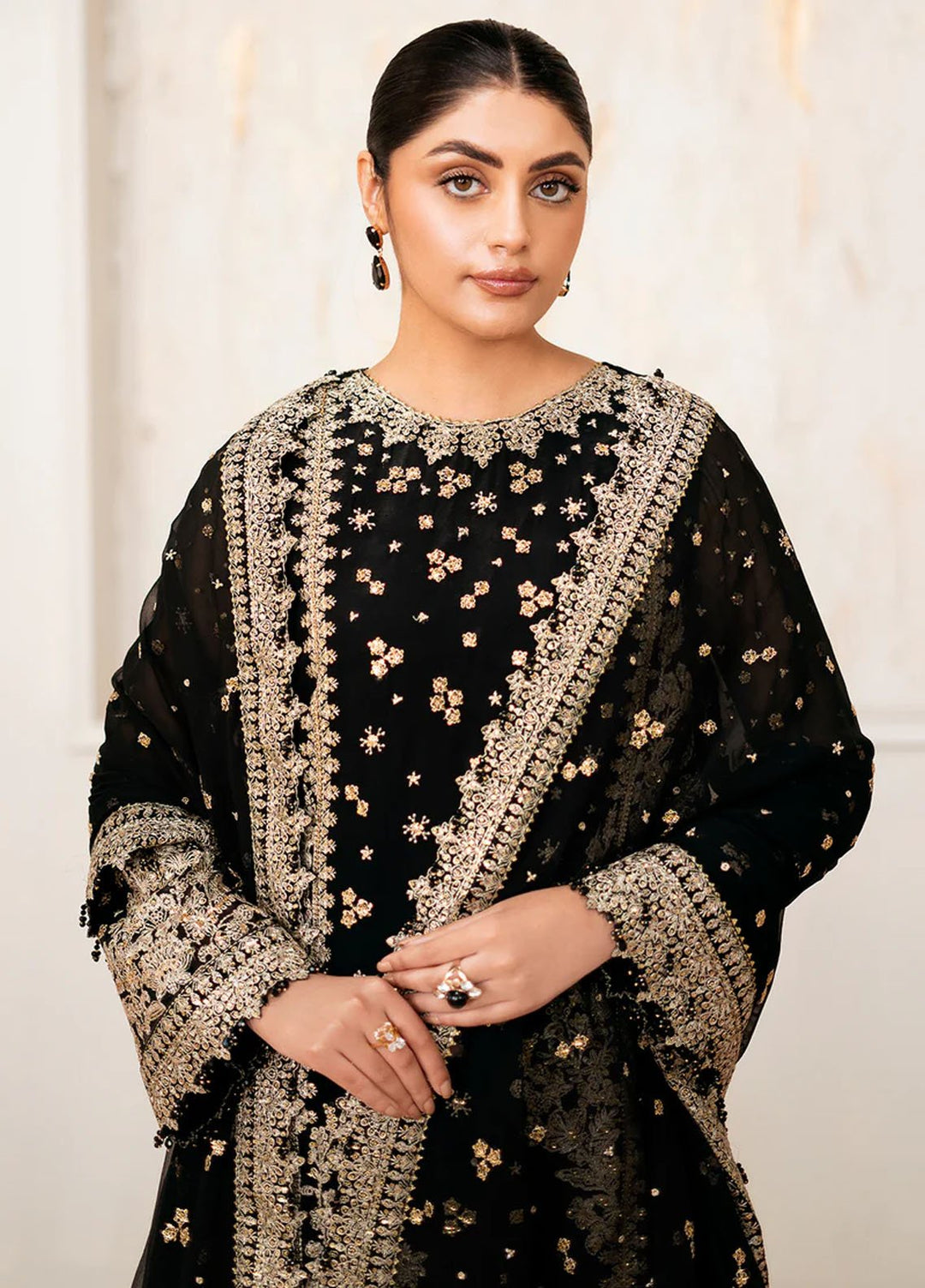 Baroque Embroidered Chiffon Suits Unstitched 3 Piece BQ25UF UF-4038 - Formals Collection