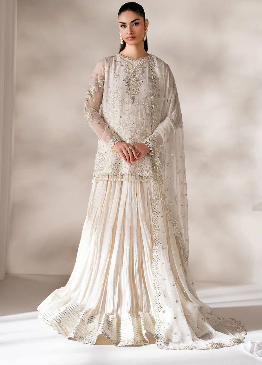 Baroque Embroidered Chiffon Suits Unstitched 3 Piece BQ25UF UF-4140 - Formals Collection