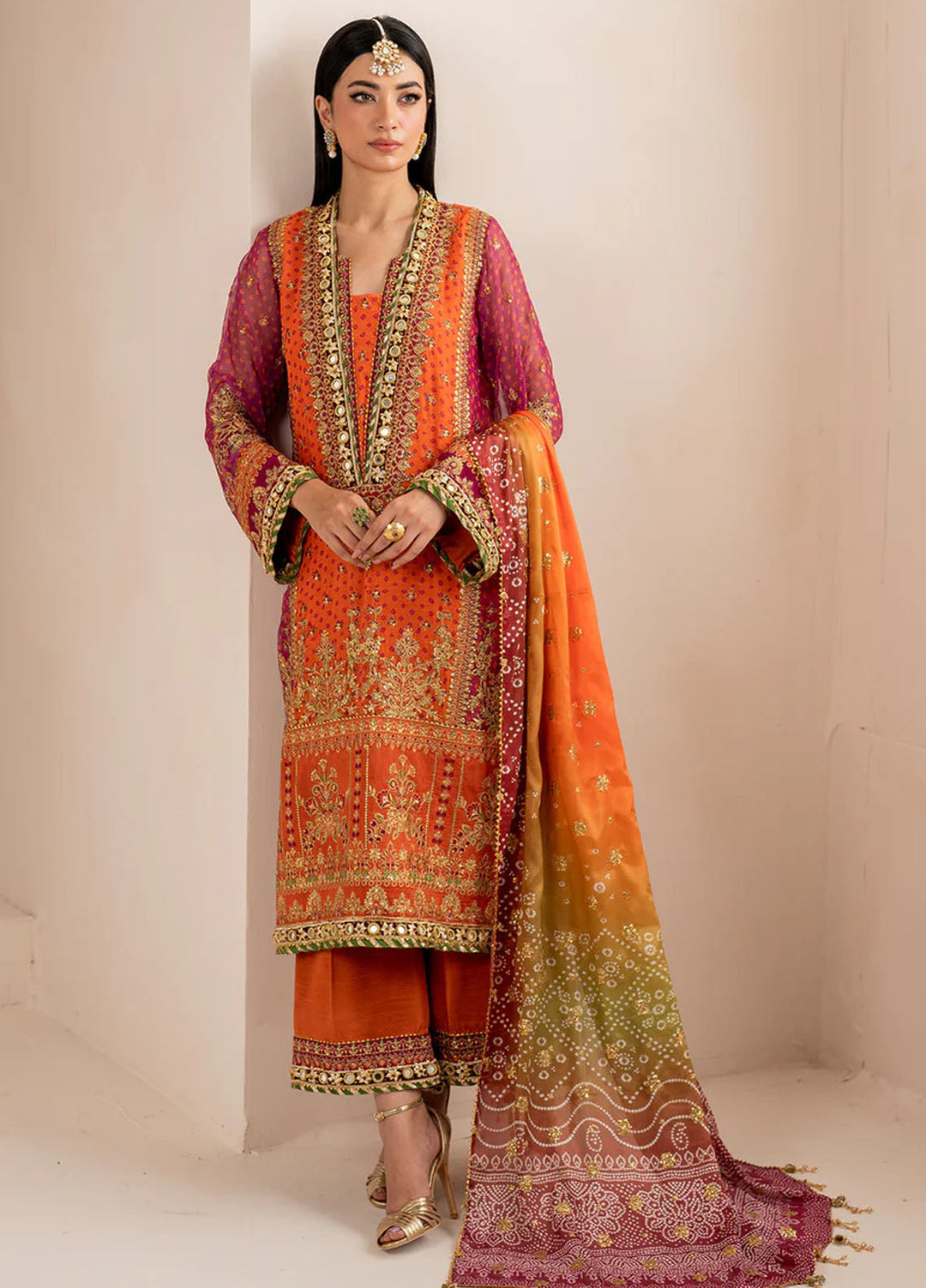 Baroque Embroidered Unstitched Chiffon 3 Piece Suits BQ25UF UF-706 - Festive Collection