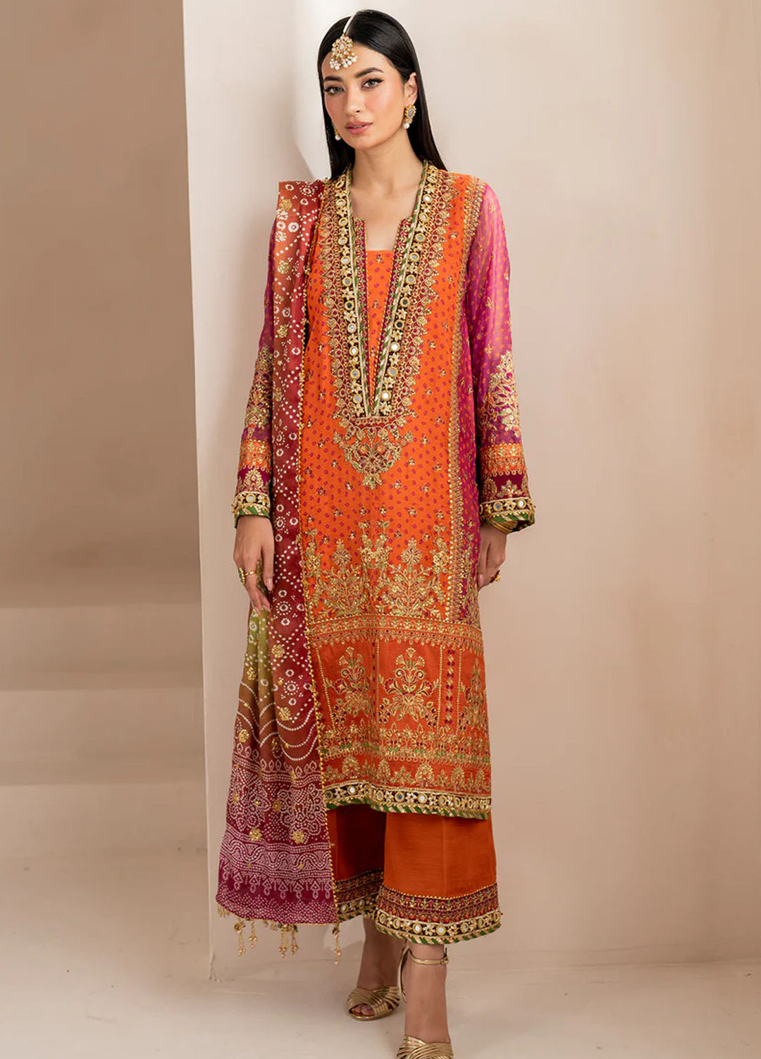 Baroque Embroidered Chiffon Suits Unstitched 3 Piece BQ25UF UF-706 - Formals Collection