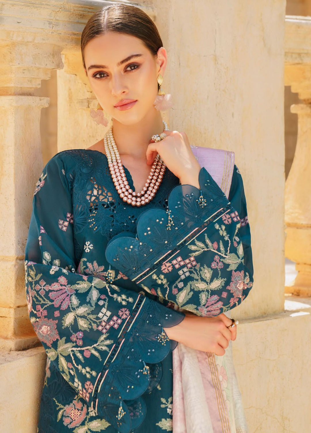 Baroque Embroidered Lawn Suits Unstitched 3 Piece BQ24SL D-02 - Summer Collection