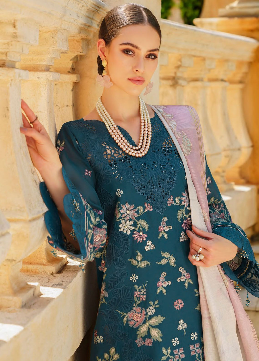 Baroque Embroidered Lawn Suits Unstitched 3 Piece BQ24SL D-02 - Summer Collection