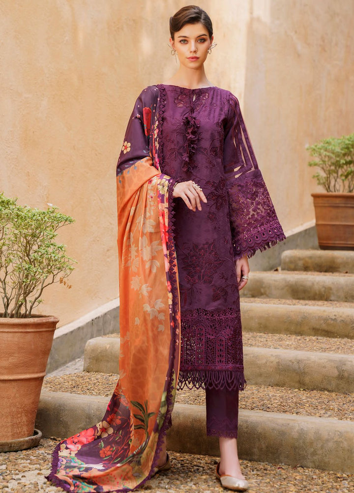Baroque Embroidered Lawn Suits Unstitched 3 Piece BQ24SL D-04 - Summer Collection