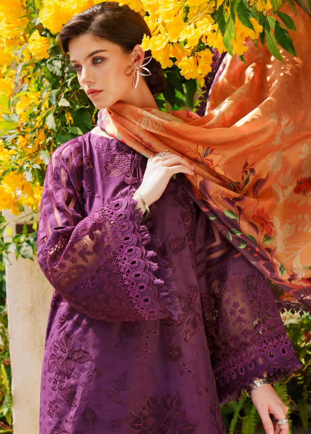 Baroque Embroidered Lawn Suits Unstitched 3 Piece BQ24SL D-04 - Summer Collection