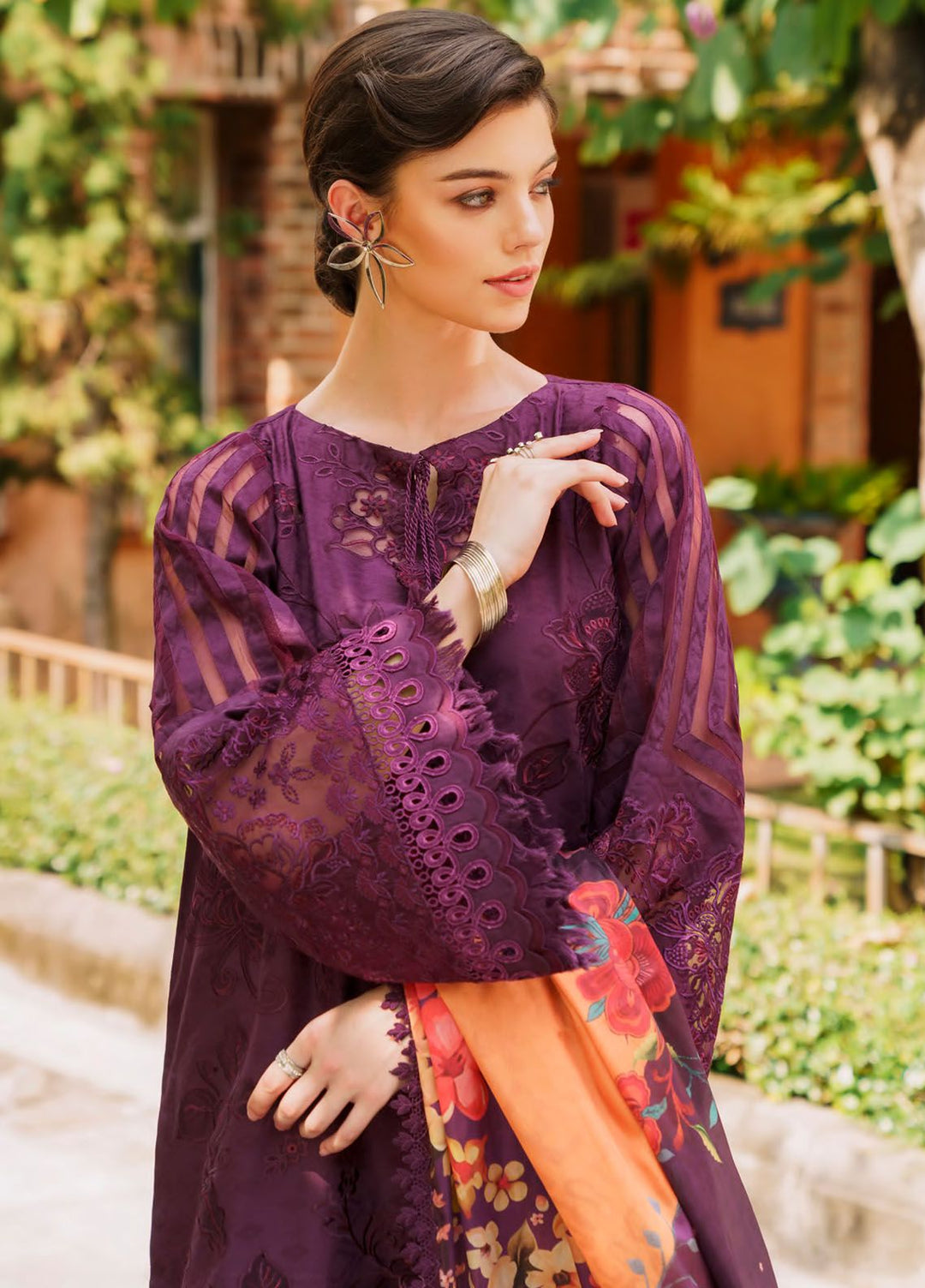 Baroque Embroidered Lawn Suits Unstitched 3 Piece BQ24SL D-04 - Summer Collection
