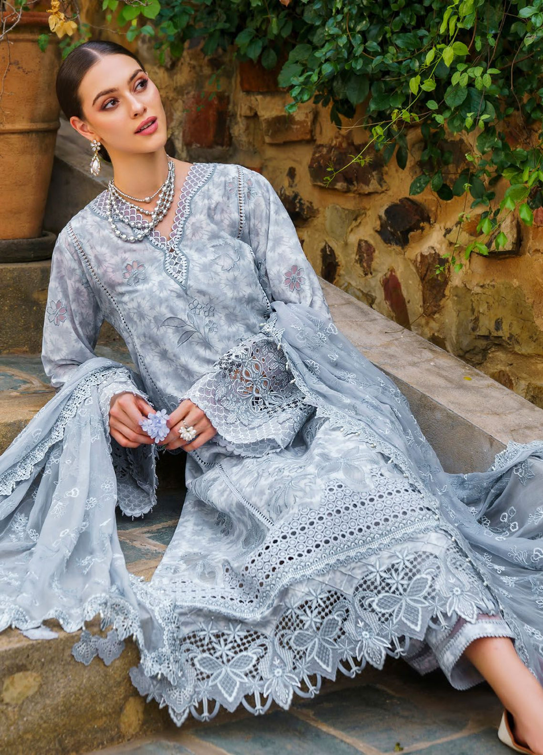 Baroque Embroidered Lawn Suits Unstitched 3 Piece BQ24SL D-05 - Summer Collection