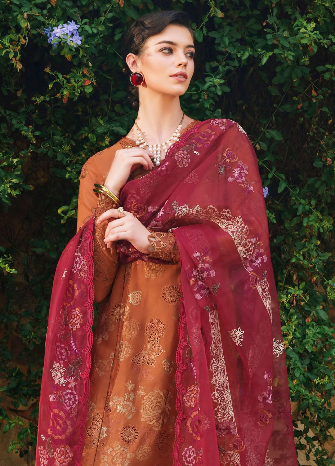 Baroque Embroidered Lawn Suits Unstitched 3 Piece BQ24SL D-08 - Summer Collection