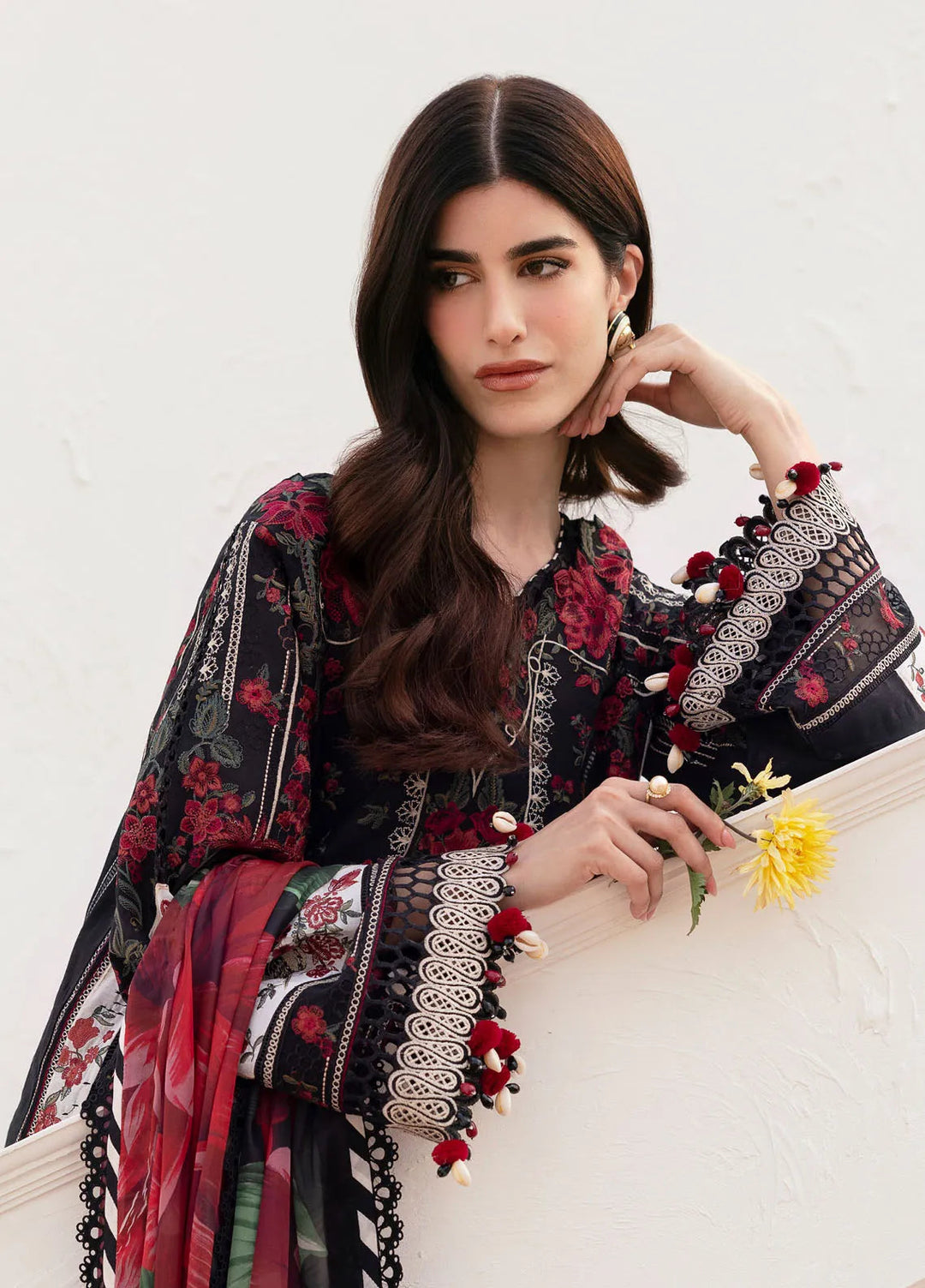 Baroque Embroidered Lawn Suits Unstitched 3 Piece BQ25EL D-01 - Summer Collection