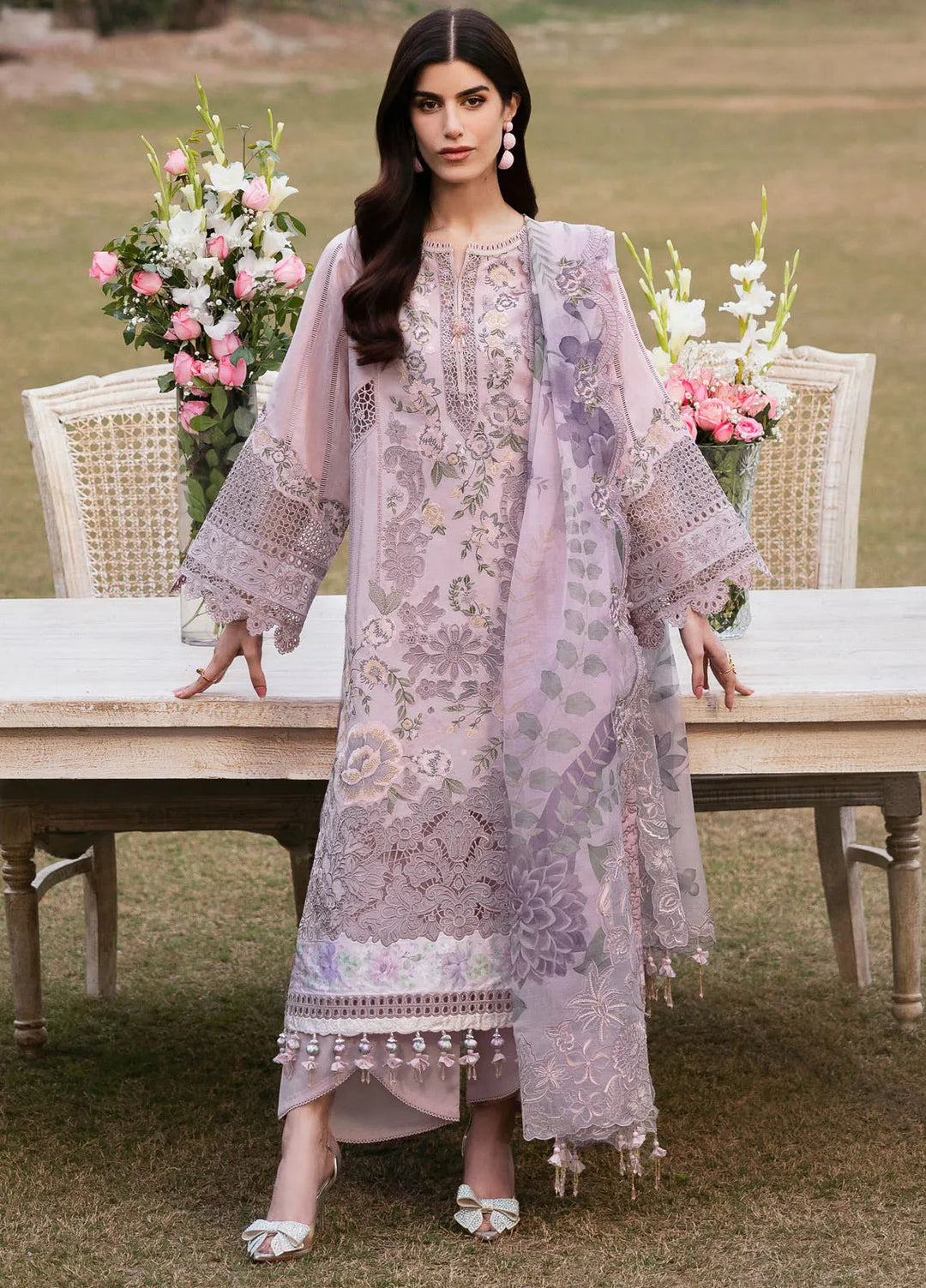 Baroque Embroidered Lawn Suits Unstitched 3 Piece BQ25EL D-08 - Summer Collection