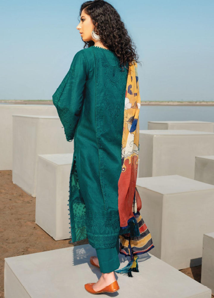 Baroque Embroidered Lawn Suits Unstitched 3 Piece BQ21SL 11 Gentian - Summer Collection