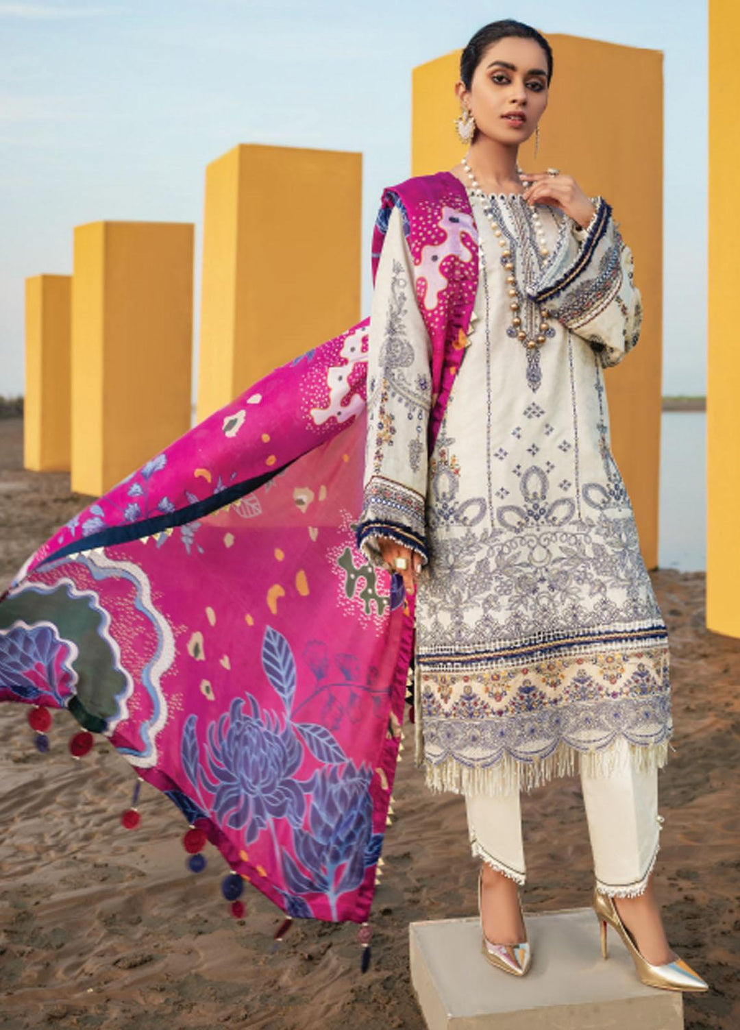 Baroque Embroidered Lawn Suits Unstitched 3 Piece BQ21SL 12 Deutzia - Summer Collection