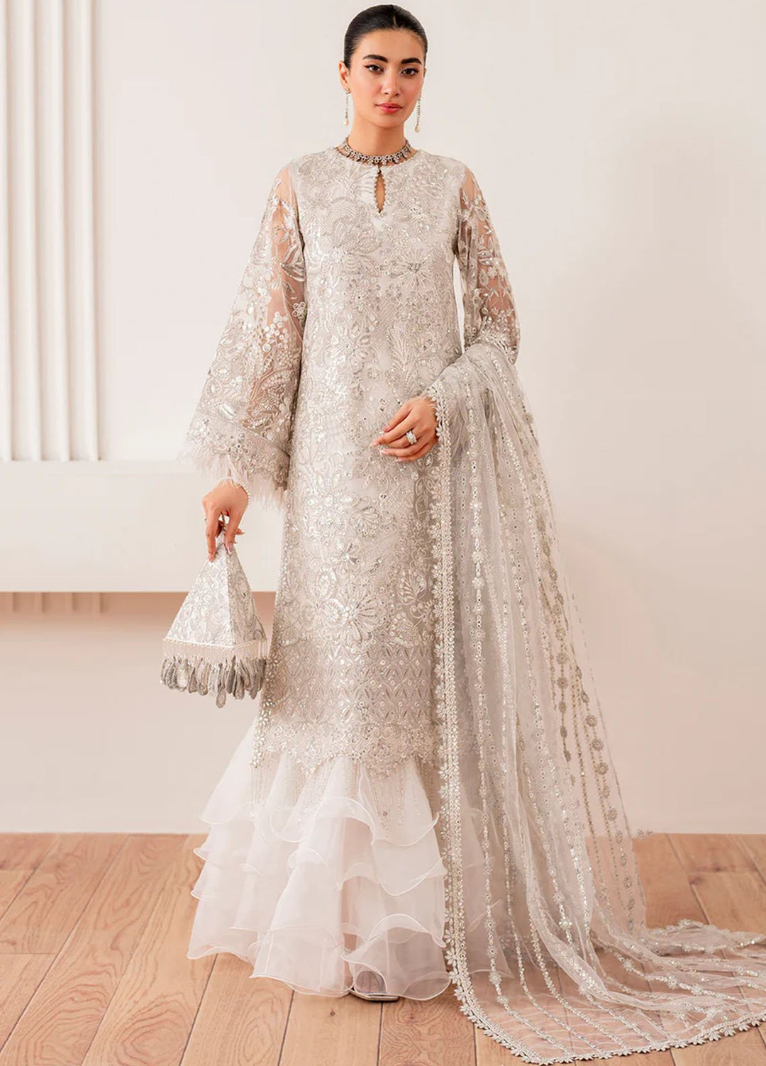 Baroque Embroidered Net Suits Unstitched 3 Piece BQ25EF UF-703 - Formals Collection