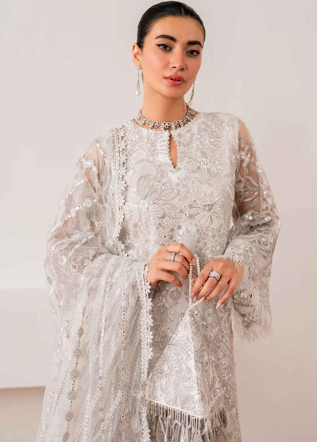 Baroque Embroidered Net Suits Unstitched 3 Piece BQ25EF UF-703 - Formals Collection