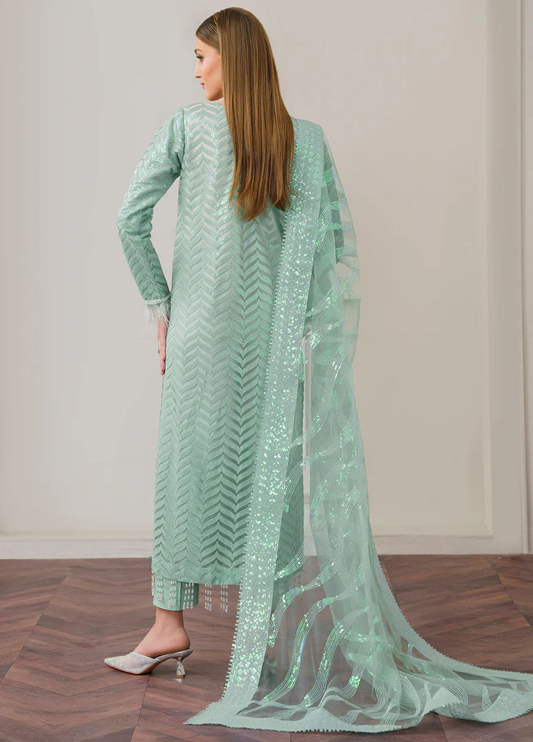 Baroque Embroidered Net Suits Unstitched 3 Piece BQ25UF UF- D 517 - Formals Collection