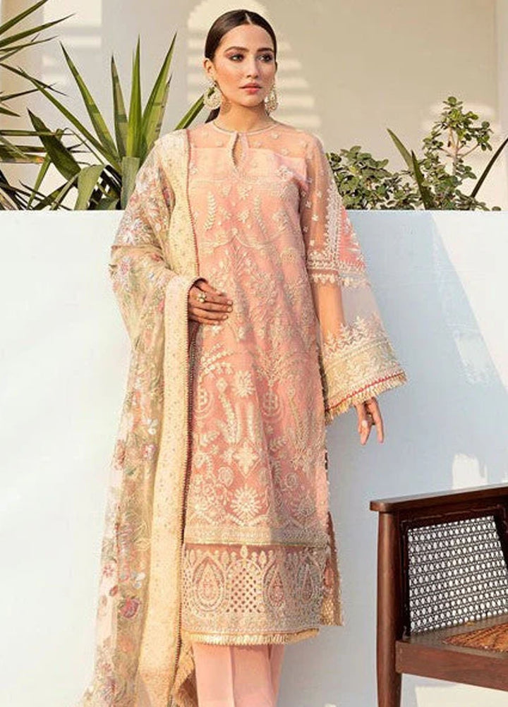 Baroque Embroidered Net Suits Unstitched 3 Piece BQ25UF UF- D99 Chamomile - Formals Collection