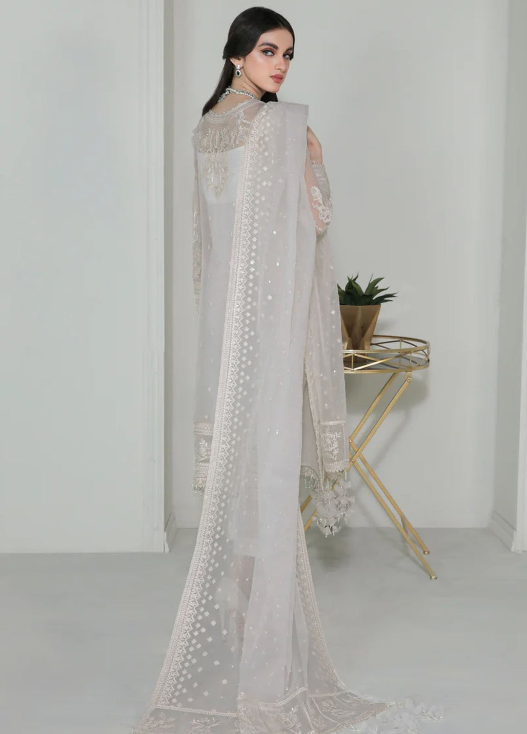 Baroque Embroidered Organza Suits Unstitched 3 Piece BQ25UF UF- D186 - Formals Collection
