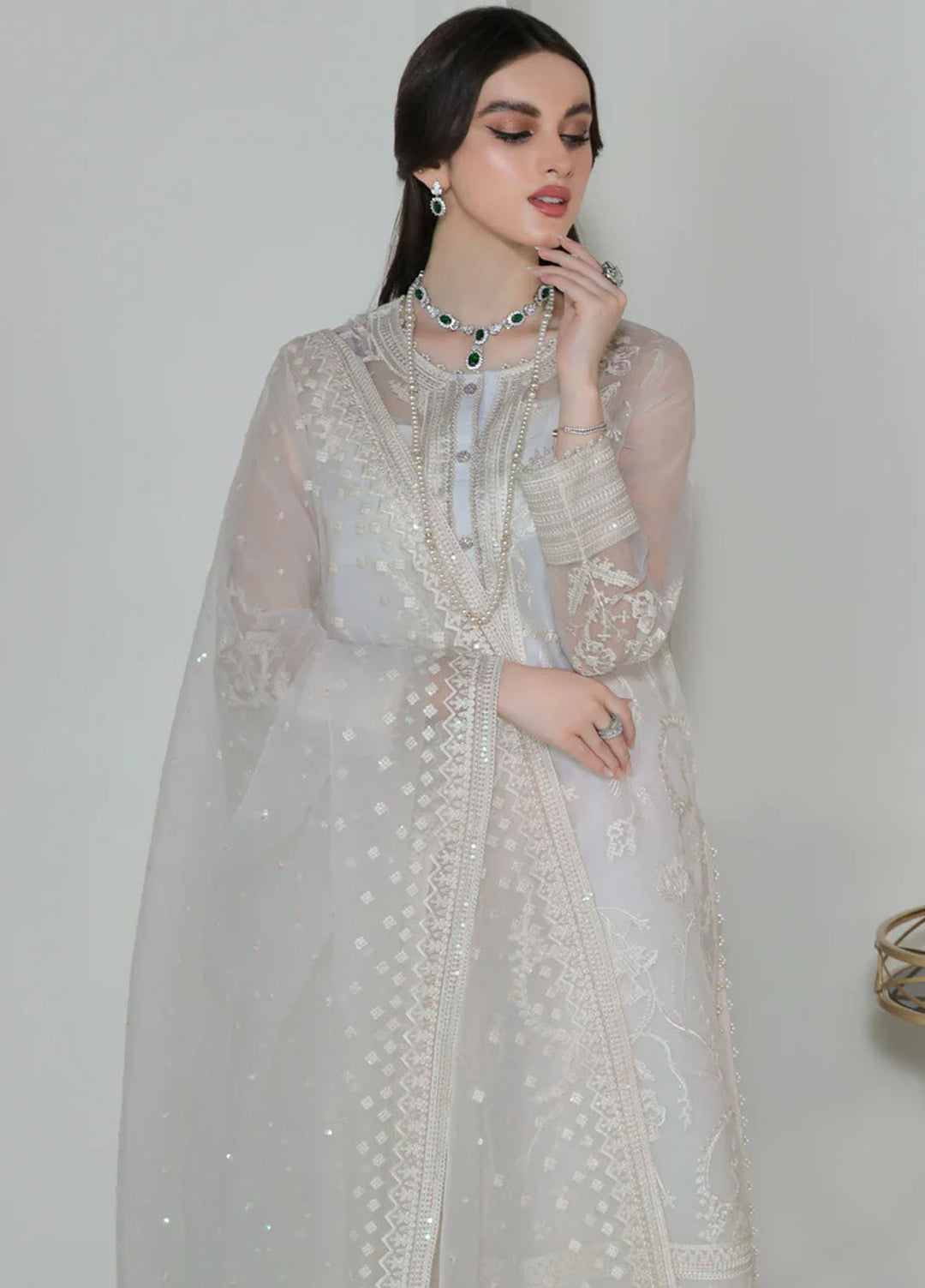Baroque Embroidered Organza Suits Unstitched 3 Piece BQ25UF UF- D186 - Formals Collection