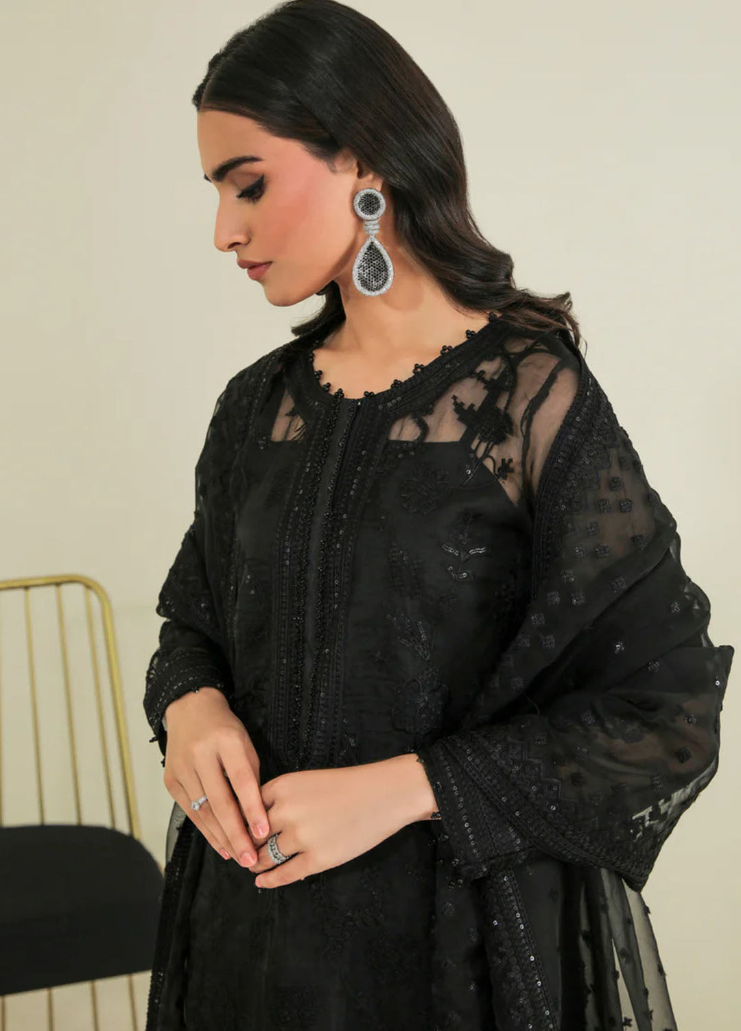 Baroque Embroidered Organza Suits Unstitched 3 Piece BQ25UF UF- D235 - Formals Collection