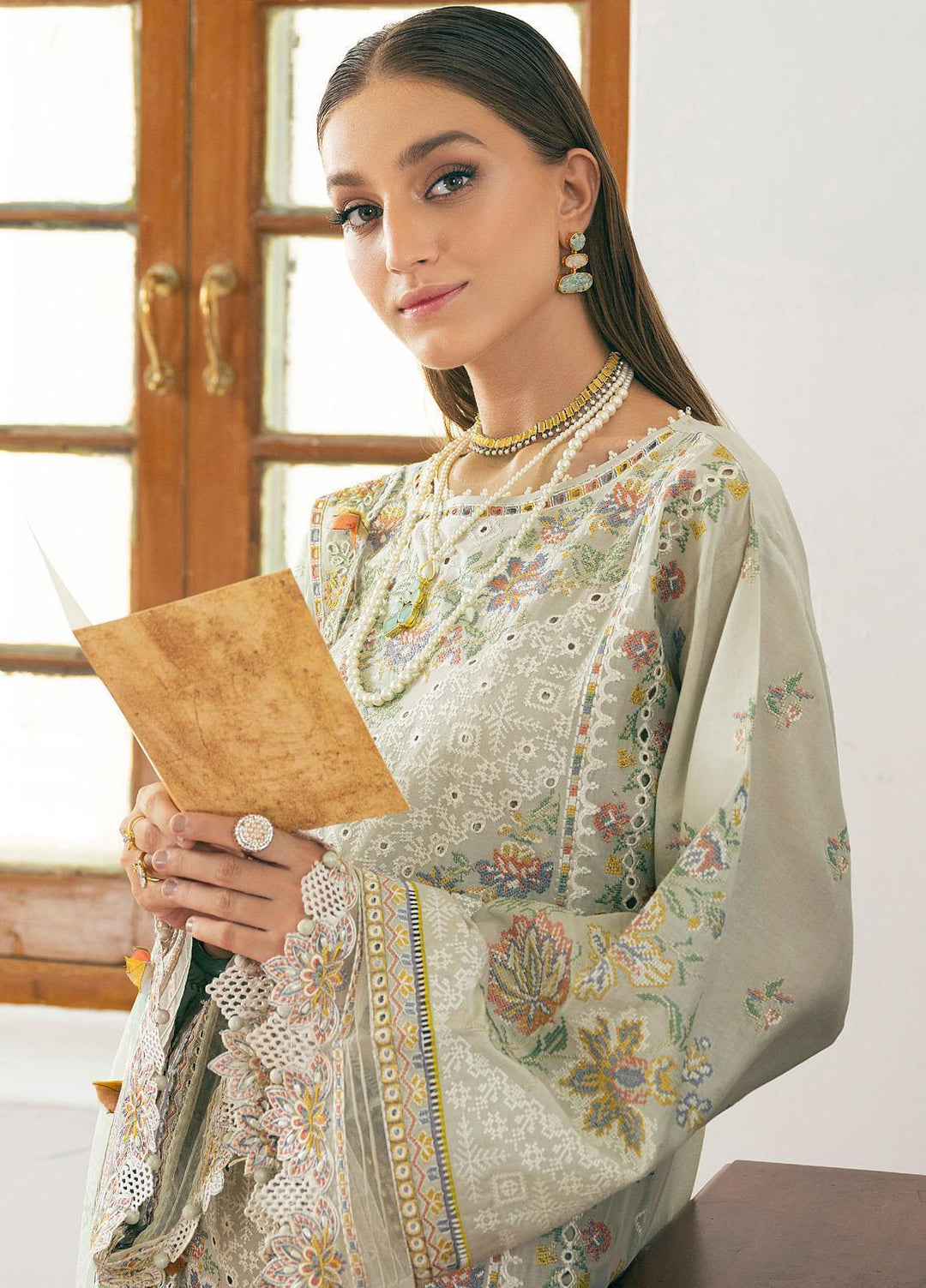 Baroque Embroidered Lawn Suits Unstitched 3 Piece BQ23ES BQU-SL11-D07 - Summer Collection