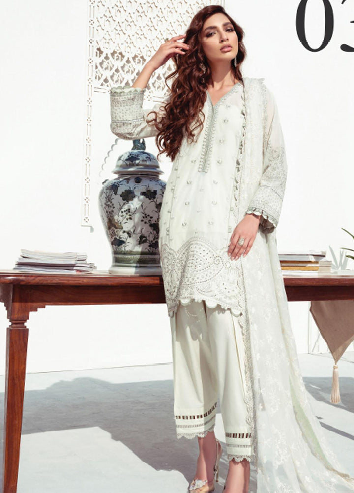 Baroque Embroidered Swiss Voile Suits Unstitched 3 Piece BQ21SV 03 Alabaster - Summer Collection