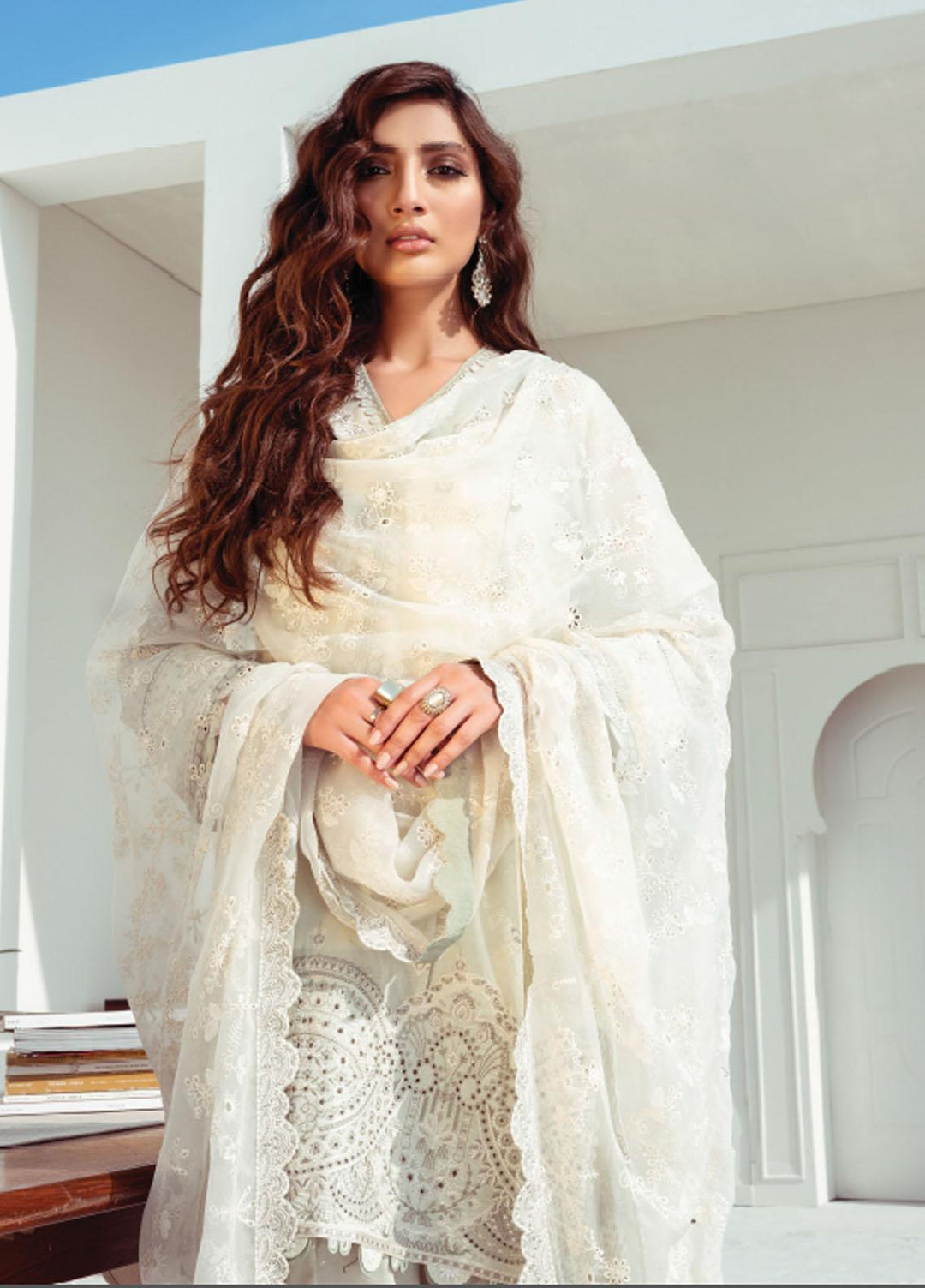 Baroque Embroidered Swiss Voile Suits Unstitched 3 Piece BQ21SV 03 Alabaster - Summer Collection