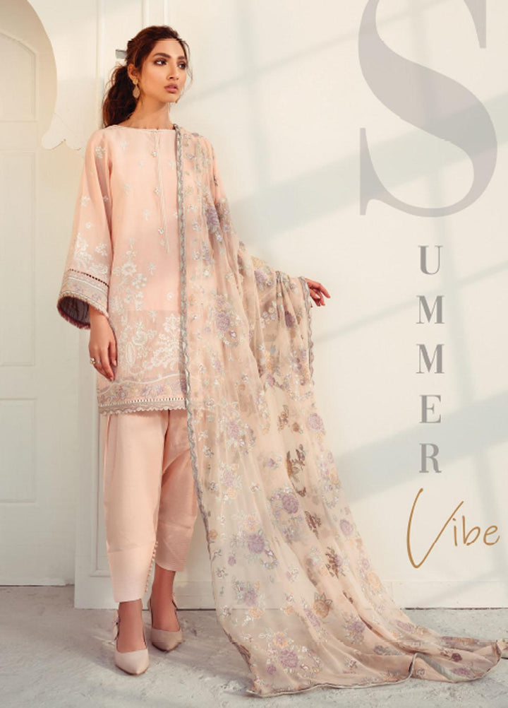 Baroque Embroidered Swiss Voile Suits Unstitched 3 Piece BQ21SV 06 Porcelain - Summer Collection