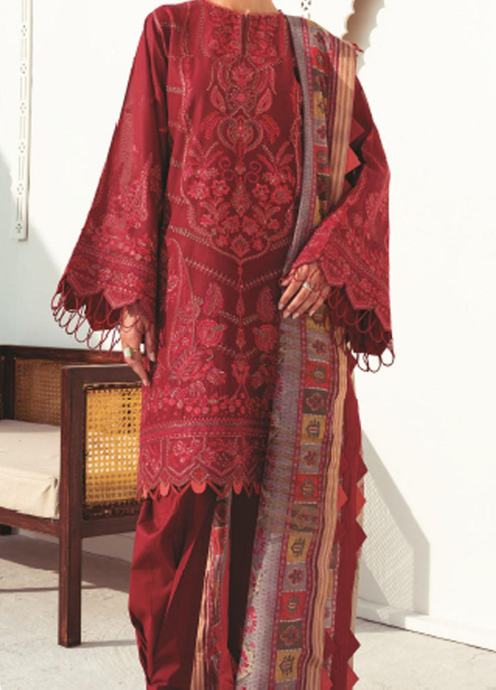 Baroque Embroidered Swiss Voile Suits Unstitched 3 Piece BQ21SV 09 Carnelian - Summer Collection
