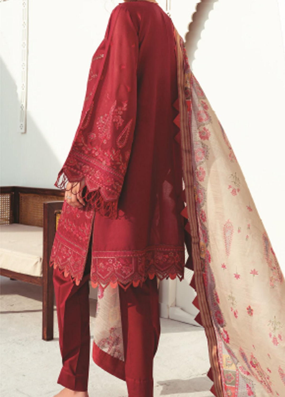 Baroque Embroidered Swiss Voile Suits Unstitched 3 Piece BQ21SV 09 Carnelian - Summer Collection